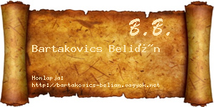 Bartakovics Belián névjegykártya